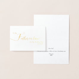 To My Father In Law on My Wedding Day Thank You 箔カード