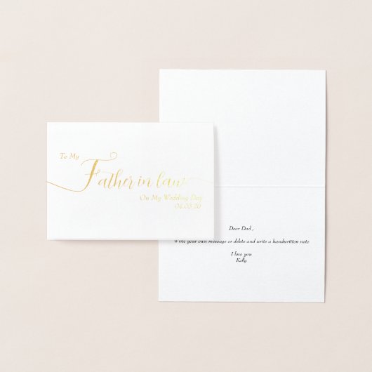 To My Father In Law on My Wedding Day Thank You 箔カード (ディスプレー)
