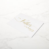 To My Father On My Wedding Day Elegant Script 箔招待状ポストカード (回転した状態)