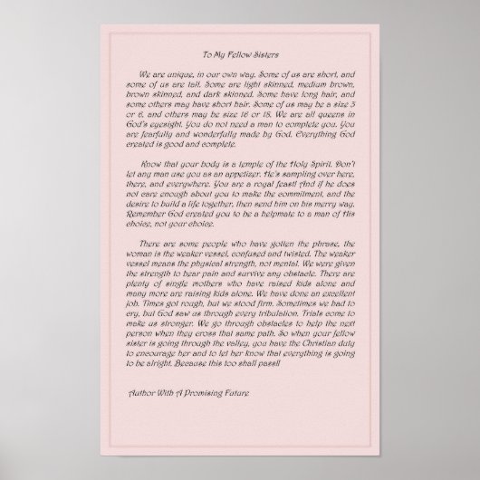 To My Fellow Sisters ポスター (正面)