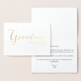 To My Grandma On My Wedding Day Elegant Script 箔カード