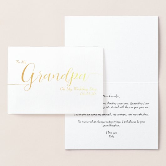 To My Grandpa On My Wedding Day Elegant Script 箔カード (ディスプレー)