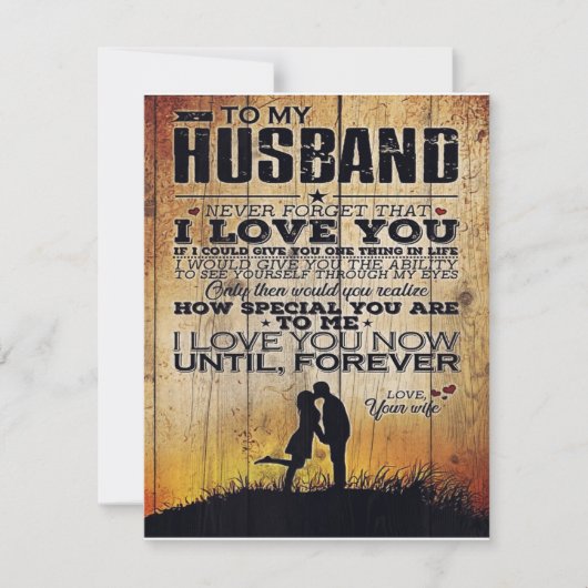 To My Husband Letter, Lovely Quotes Gift 招待状 (正面)