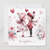 To My Love On Valentines Day Kissing シーズンカード (正面)