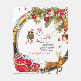 To My Love One Christmas town フリースブランケット