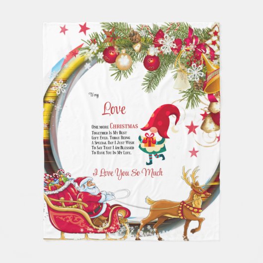 To My Love One Christmas town フリースブランケット (正面)