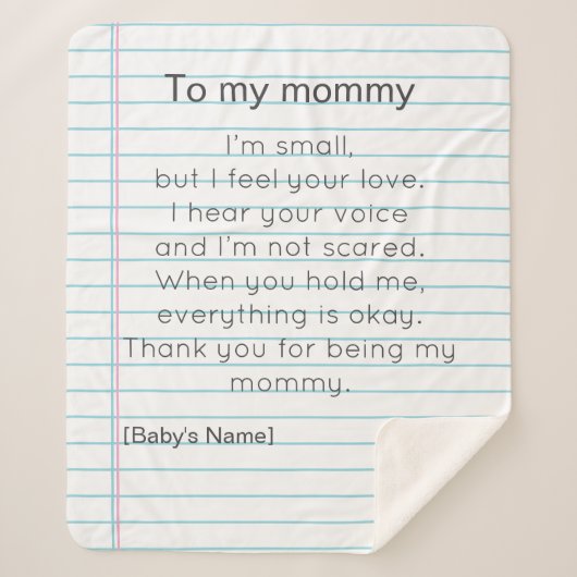 To My Mommy for First Mother's day personalized シェルパブランケット (正面)