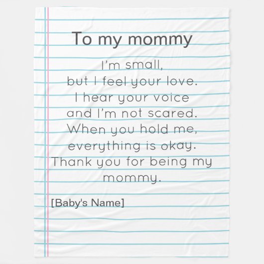 To My Mommy for First Mother's day personalized  フリースブランケット (正面)