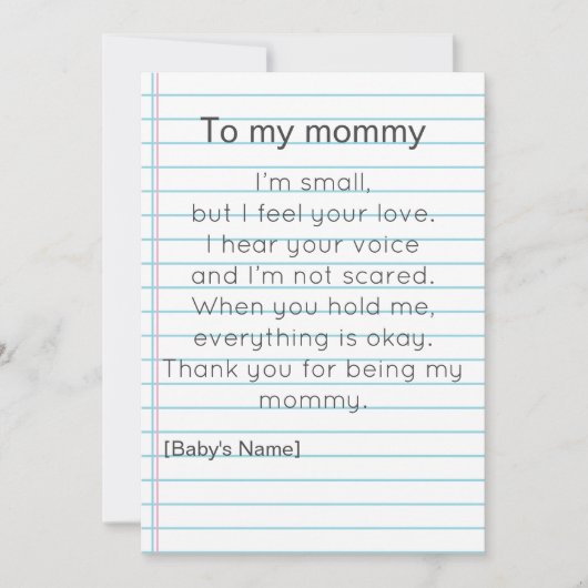 To My Mommy for First Mother's day personalized 招待状 (正面)