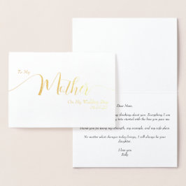 To My Mother on My Wedding Day Elegant Script 箔カード