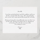 To My Sister on My Wedding Day Elegant Script 箔招待状ポストカード (裏面)
