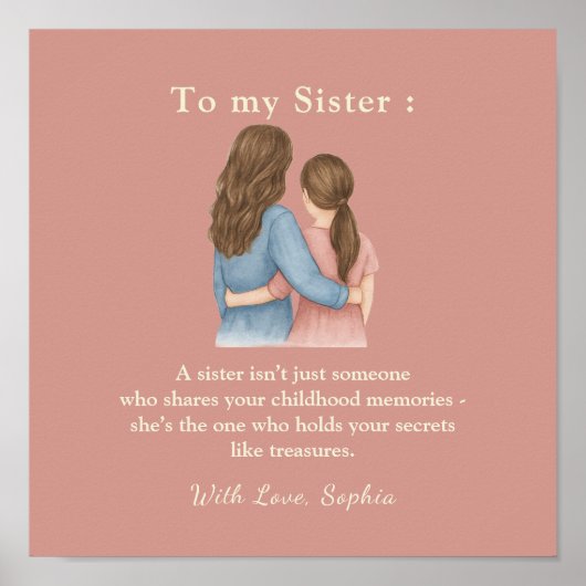 To My Sister – Personalized Photo Message Poster ポスター (正面)