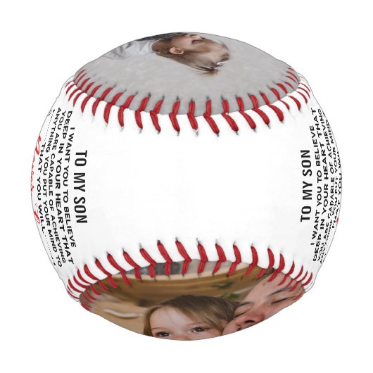 To My Sonからパパまたは母の引用文とカスタム2写真 野球ボール (裏面)