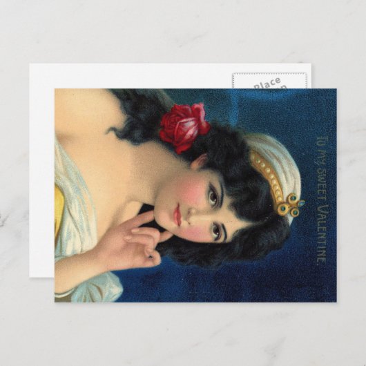 "To my Sweet Valentine"ヴィンテージロマンチックなエフェメラ シーズンポストカード (正面/裏面)