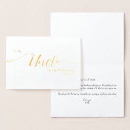 To My Uncle On My Wedding Day Elegant Script 箔カード