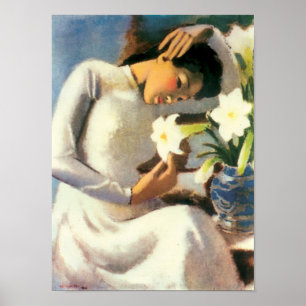 Tô Ngọc Vân -ユリの花を持つ女の子 ポスター