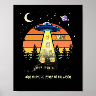 To The Moon Dogecoin CryptoミームUFO DOGEヴィンテージ ポスター