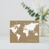 To Travelは生きることである。白いワールドマップon brown ポストカード (スタンド正面)