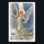 To Wish You Christmas Happiness Vintage Christmas ポスター<br><div class="desc">This vintage Christmas Card features an angel hoevering over a snow covered village.  A beam of light shines on her from above.</div>