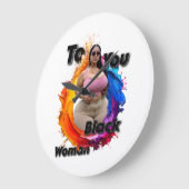 To You Black Woman ラージ壁時計 (傾斜)