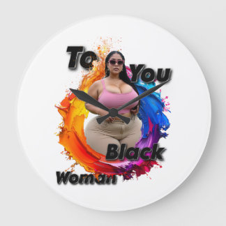 To You Black Woman ラージ壁時計