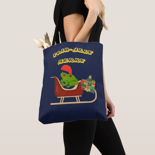 Toad-ally Merry Frog Christmas Tee トートバッグ (クローズアップ)