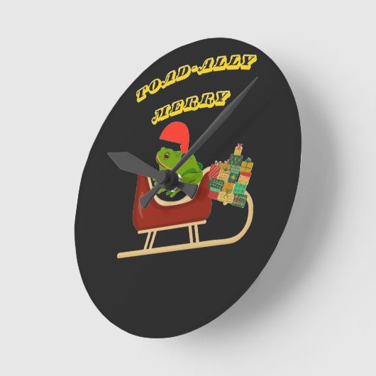 Toad-ally Merry Frog Christmas Tee ラウンド壁時計 (傾斜)