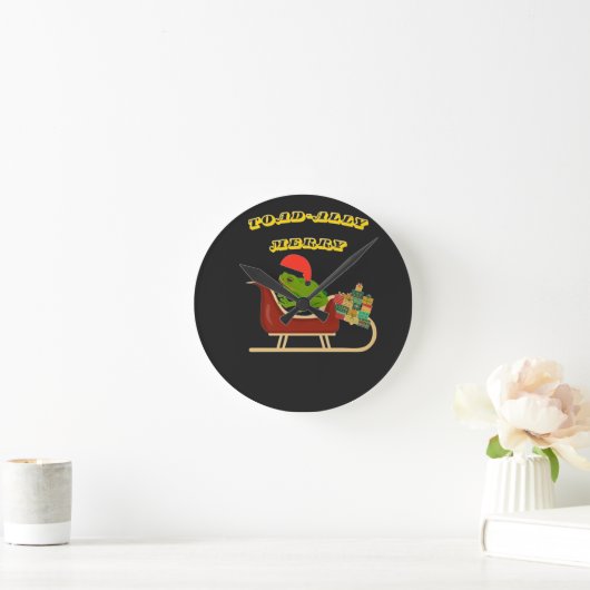 Toad-ally Merry Frog Christmas Tee ラウンド壁時計 (ホーム)