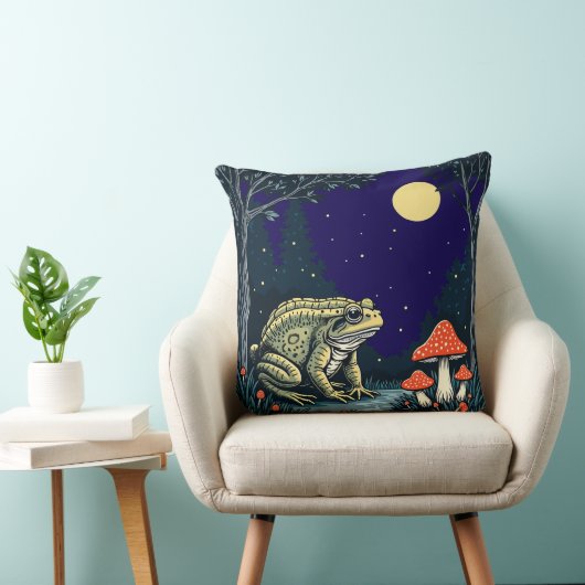 Toad Foraging Toadstools In A Moonlit Woodland  クッション (椅子)
