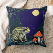 Toad Foraging Toadstools In A Moonlit Woodland  クッション (ブランケット)