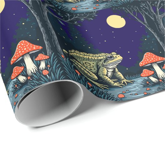 Toad Foraging Toadstools In A Moonlit Woodland ラッピングペーパー (ロールコーナー)