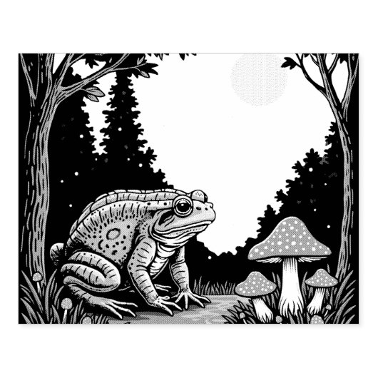 Toad Foraging Toadstools In A Moonlit Woodland ラバースタンプ (インプリント)