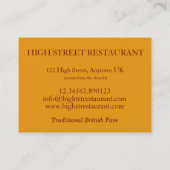 Toad in the Hole British Pub Restaurant Food 名刺 (裏面)