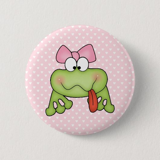 Toadallyのかわいい女の子のカエル 缶バッジ (正面)