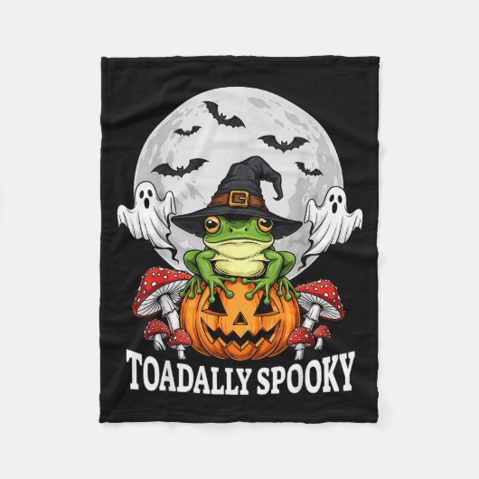 Toadally Soky Funny Halloween Frog On Pumpkin Full フリースブランケット (正面)