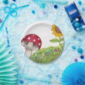 Toadstoolおよびヒマワリ ペーパープレート (パーティー)