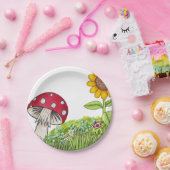 Toadstoolおよびヒマワリ ペーパープレート (パーティー)