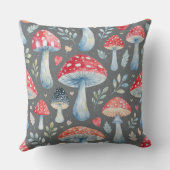 toadstool story in watercolor pattern throw pillow クッション (裏面)