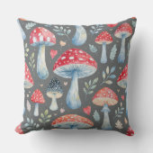 toadstool story in watercolor pattern throw pillow クッション (正面)