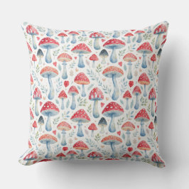toadstool story in watercolor pattern throw pillow クッション