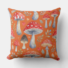 toadstool story in watercolor pattern throw pillow クッション