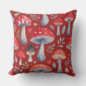 toadstool story in watercolor pattern throw pillow クッション (正面)