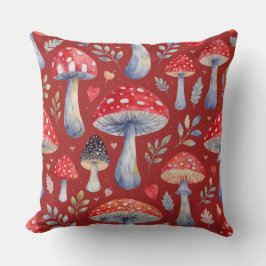 toadstool story in watercolor pattern throw pillow クッション