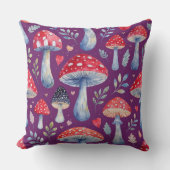 toadstool story in watercolor pattern throw pillow クッション (正面)