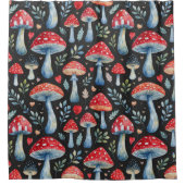 toadstool story in watercolor pattern throw pillow シャワーカーテン (正面)