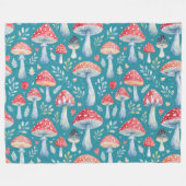 toadstool story in watercolor pattern throw pillow フリースブランケット (正面(横))