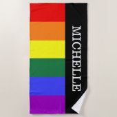 Toalha de Praia Orgulho Gay Rainbow Personalizado ビーチタオル (正面)