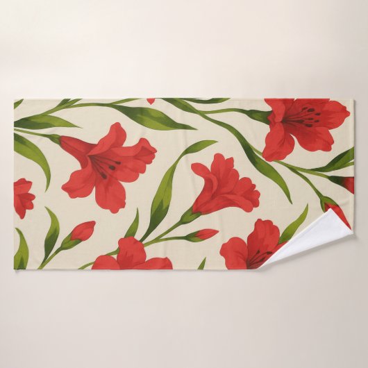 Toalha florais vermelha  バスタオル (バスタオル)