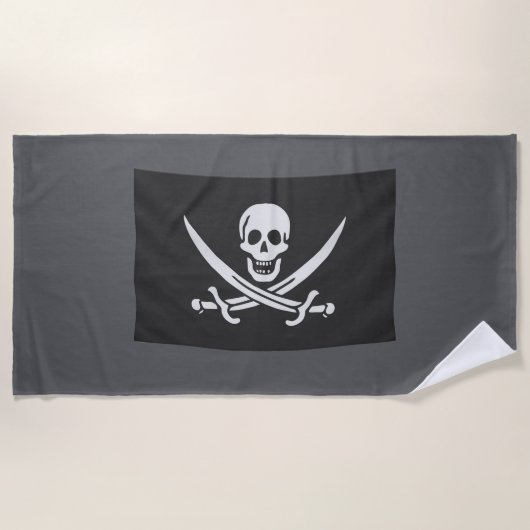 Toalla con la bandera pirata Jolly Rogers ビーチタオル (正面)