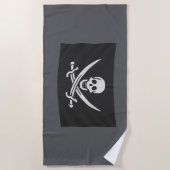 Toalla con la bandera pirata Jolly Rogers ビーチタオル (正面)
